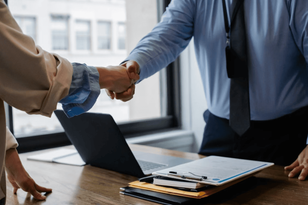 Legal professional shaking hands