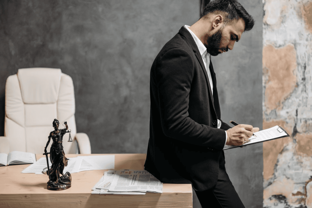 legal professional reviewing contract